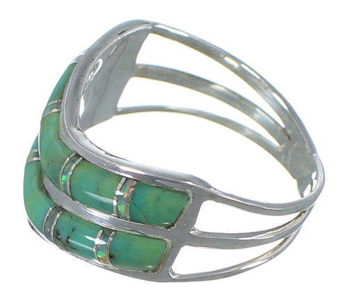 Turquoise And Opal Silver Jewelry Ring Size 5 AX53940